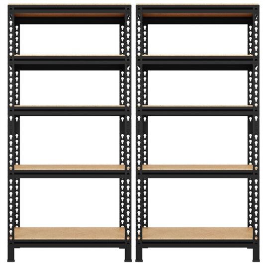 2pcs 5-Tier Utility Shelves Adjustable Metal Shelving Units