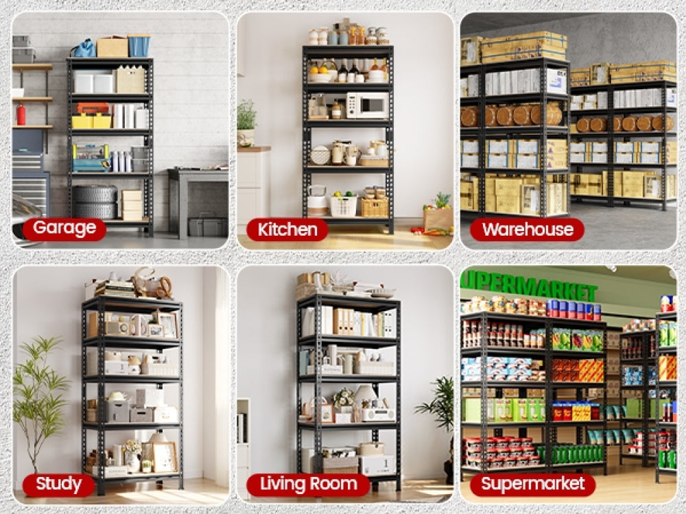 2pcs 5-Tier Utility Shelves Adjustable Metal Shelving Units