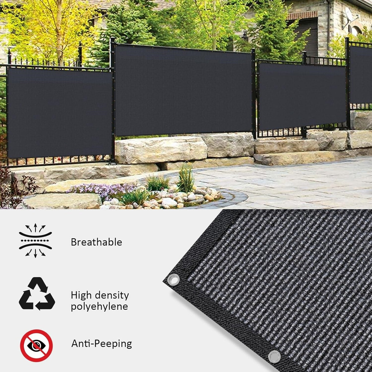 100GSM Privacy Fence Screen Black 1.2Mx10M