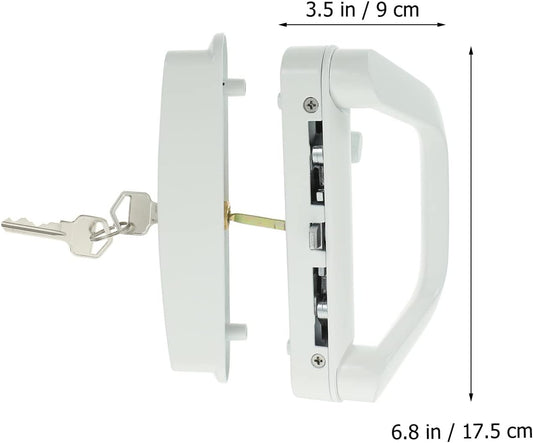 Patio Sliding Door Handle Set with Lock White