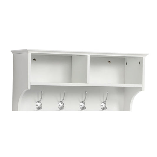 Hallway Coat Hook & Storage Unit White 4 Hooks Storage