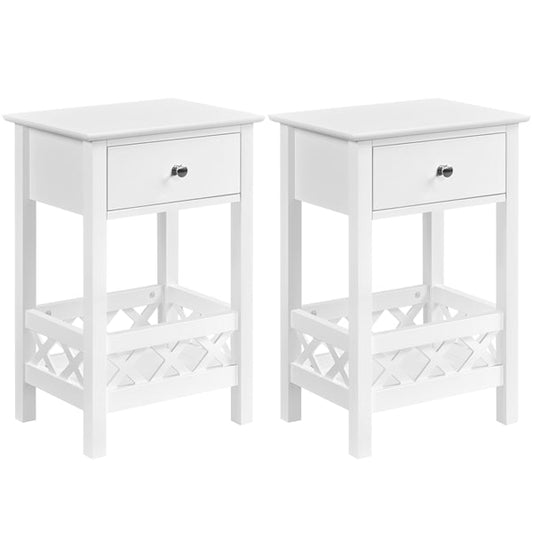 Bedside Table with 1 Drawer 1 Shelf with Fence Sofa Side Table Nightstand