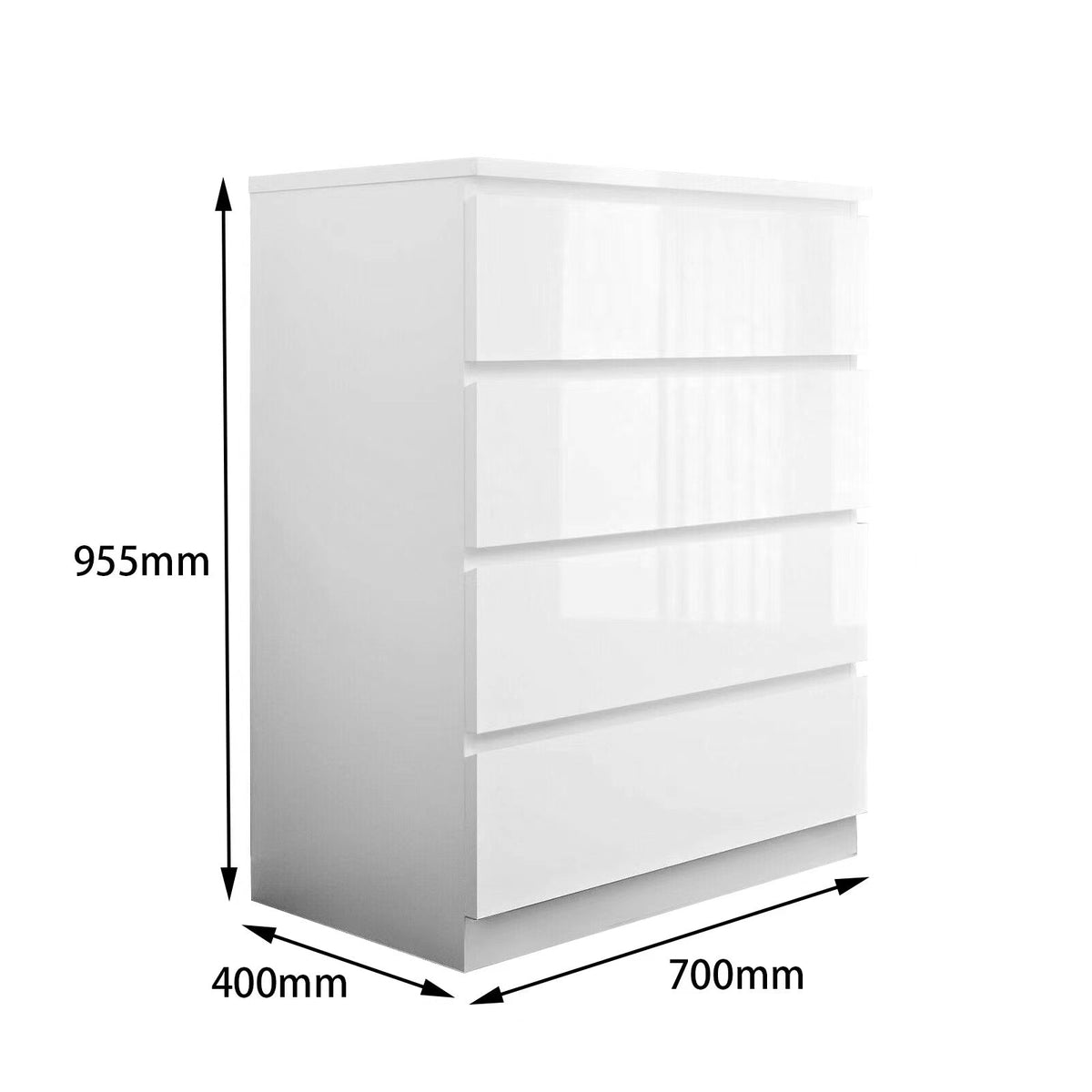'Monaco' White Chest of 4 drawers