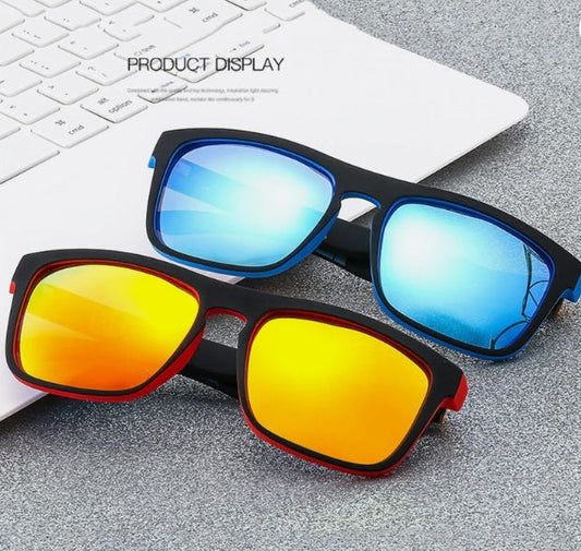 Mens Polarized Sunglasses, Colorful Mirror Sports Sunglasses, Flexible PC Frame Eyewear
