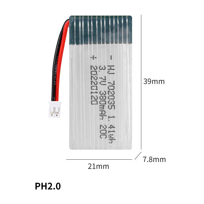 3.7V 380mAh PH2.0 Li-Po Rechargeable Battery for Drone
