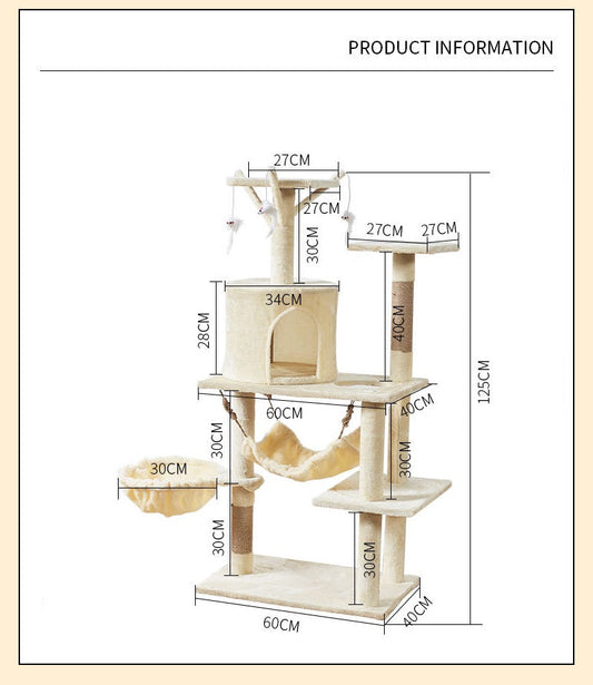 Cat Tree Scratching Post with Mouse 125CM