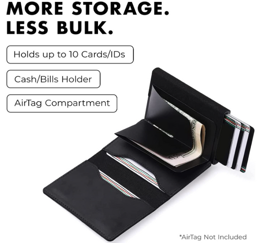 Slim Smart Slide Wallet AirTag Compatible RFID Blocking Black