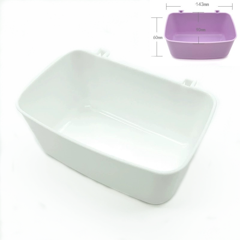 Pet Feeder Waterer Bowl with Hook Hanging Design White