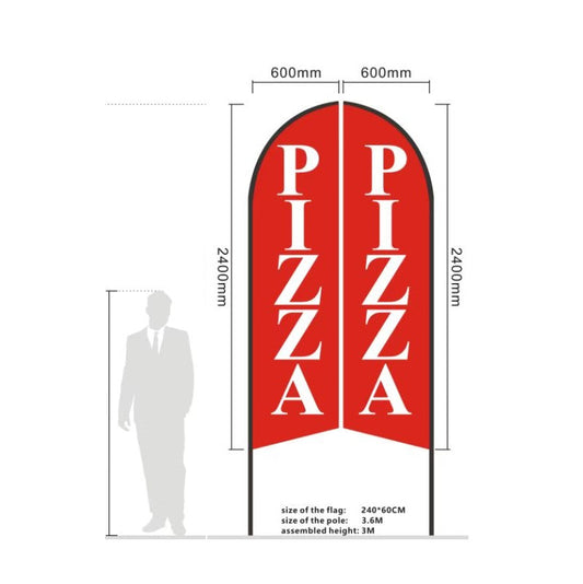 Pizza - Pre-print Double Sided Feather Banner Flag Business Commercial 3.4M Flag Only