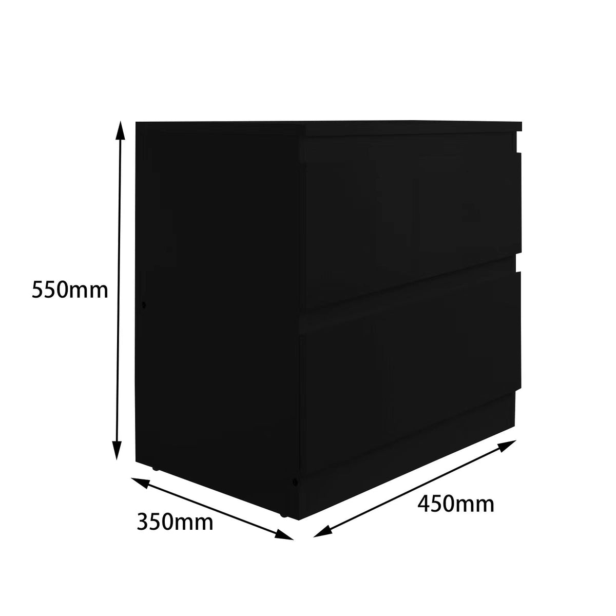 'Monaco' Black Bedside Table