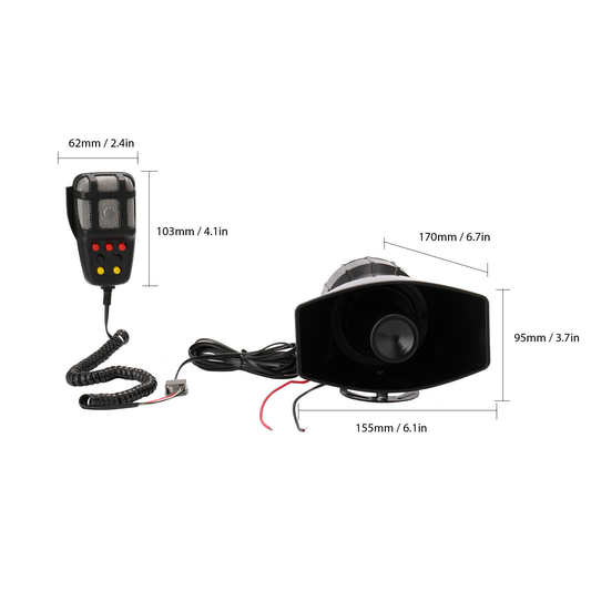 12V 110dB Air Horn Siren Car Emergency Siren + MIC Speaker