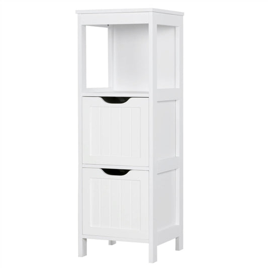 White Bathroom Cabinet 2 Hideaway Drawers 1 Shelf