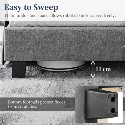 Queen Upholstered Bed Frame with Channel Tufted Headboard
