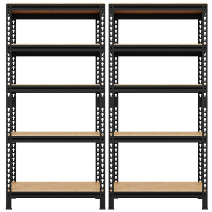 2pcs 5-Tier Utility Shelves Adjustable Metal Shelving Units