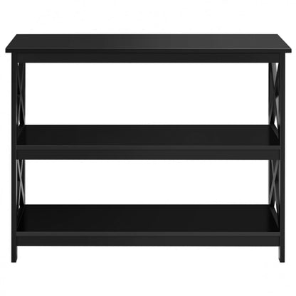 3-Tier Wooden Console Table Sofa Side Table with X-shape