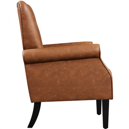 Mid-century Modern Faux Leather Accent Chair Armchair