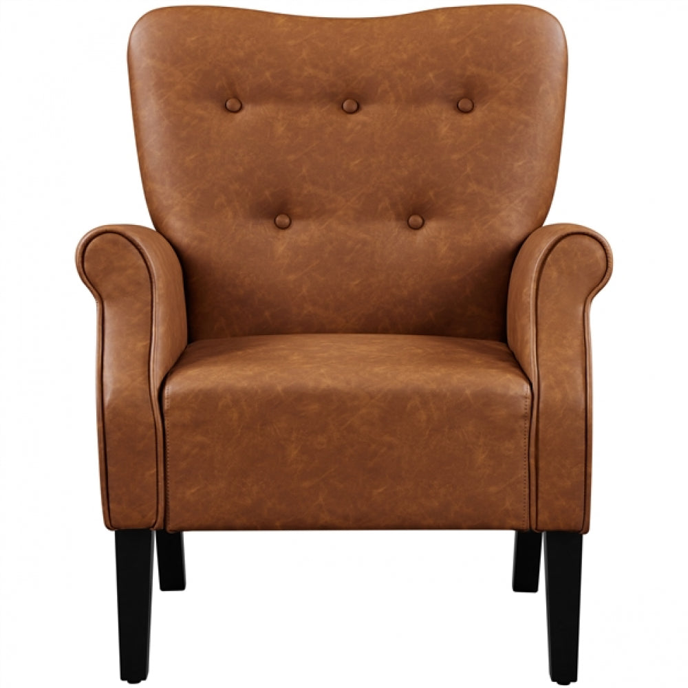 Mid-century Modern Faux Leather Accent Chair Armchair