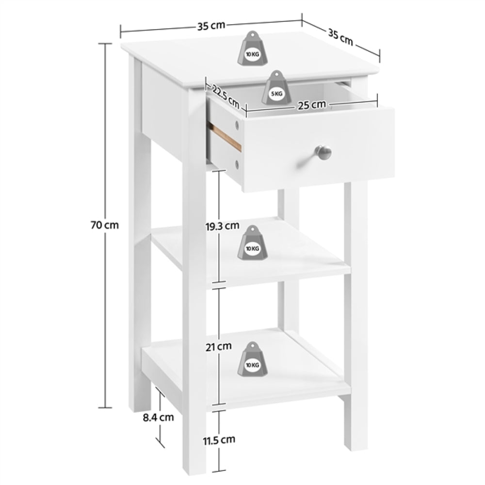 2PCS Narrow Bedside Table Nightstand