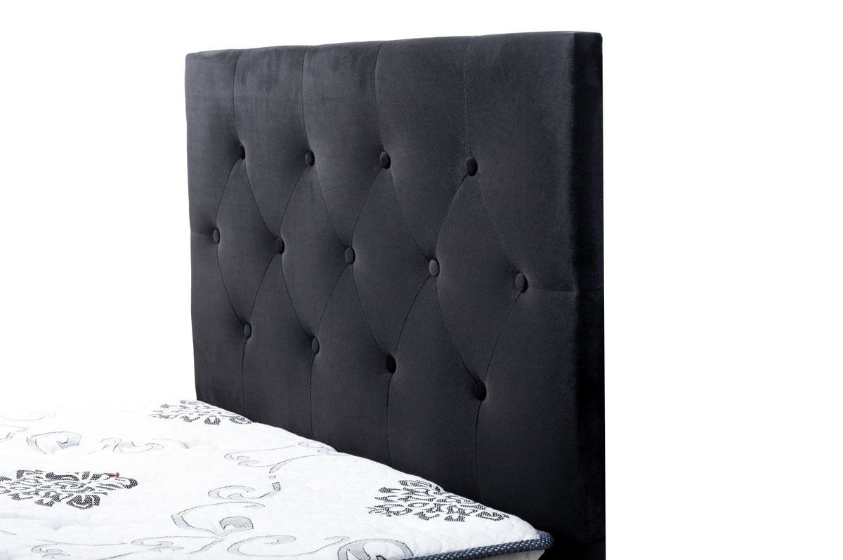 Fenland Headboard Black Velvet King Single Size