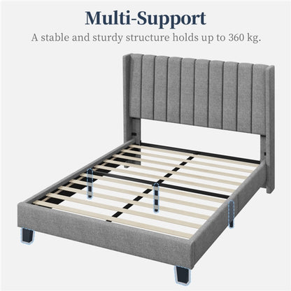 Queen Upholstered Bed Frame with Channel Tufted Headboard