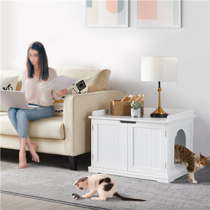 Pet Litter Box Wooden Storage Bench