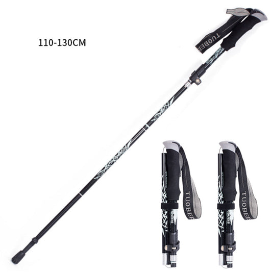 2pcs Hiking Poles Trekking Poles Collapsible Aluminium Lightweight Black