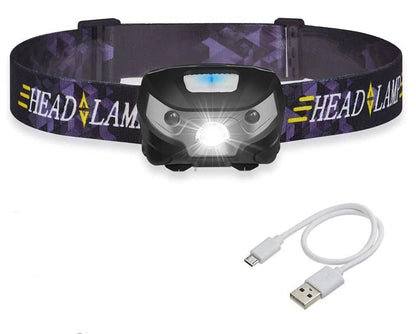 LED Head Torch Fishing Headlight Headlamp Motion Sensor