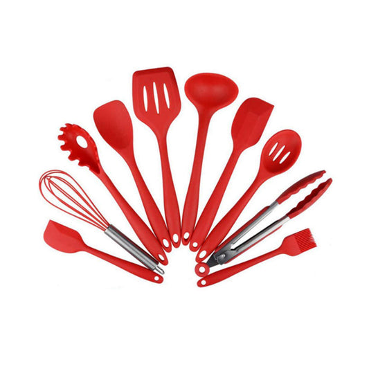 10Pcs/Set Silicone Heat Resistant Kitchen Cooking Utensils Non-Stick Baking Tool