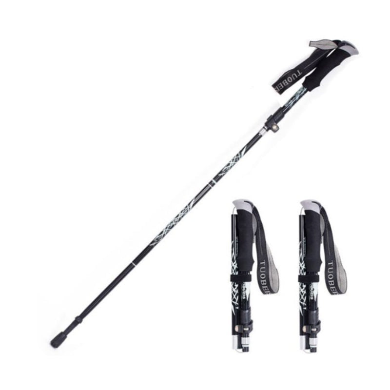 2pcs Hiking Poles Trekking Poles Collapsible Aluminium Lightweight Black