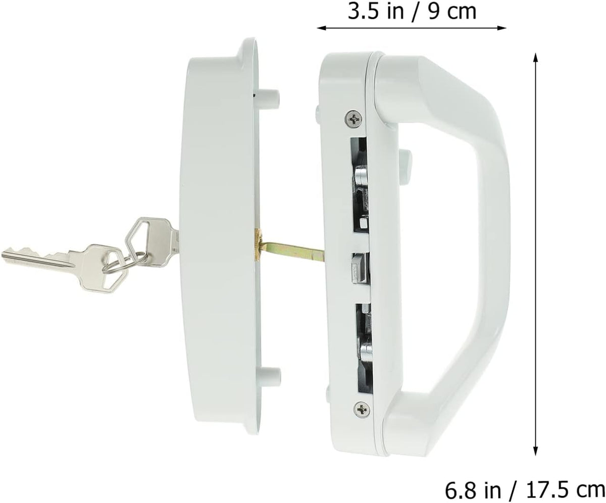 Patio Sliding Door Handle Set with Lock White