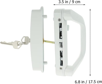 Patio Sliding Door Handle Set with Lock White
