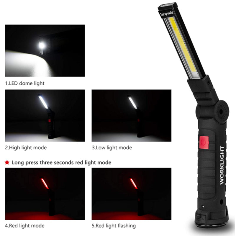 LED Work Light Flashlight with Magnetic Base 270?Rotate Grill Light and 5 Modes