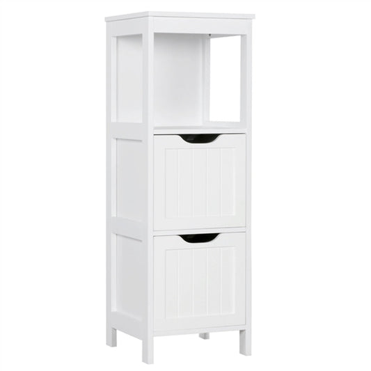 White Bathroom Cabinet 2 Hideaway Drawers 1 Shelf