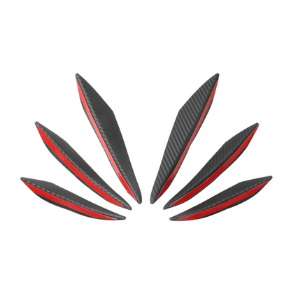 6-Piece Car Front Bumper Lip Splitter Fins Body Spoiler Canards Refit