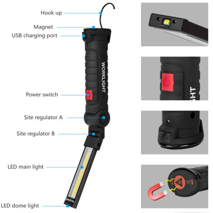 LED Work Light Flashlight with Magnetic Base 270?Rotate Grill Light and 5 Modes