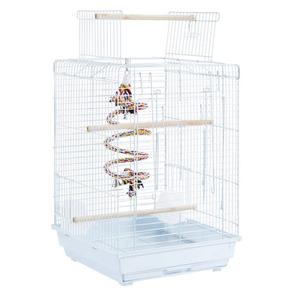 Open Top Travel Bird Cage with Open Play Top for Budgie Finch Green Cheek Canary