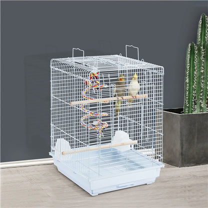 Open Top Travel Bird Cage with Open Play Top for Budgie Finch Green Cheek Canary