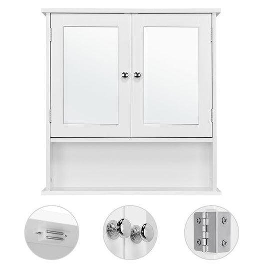 Wooden Wall Mount Living Room Wall Cabinet with Double Mirror