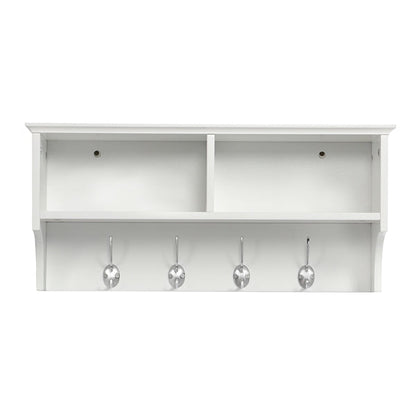 Hallway Coat Hook & Storage Unit White 4 Hooks Storage