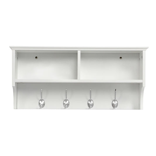 Hallway Coat Hook & Storage Unit White 4 Hooks Storage