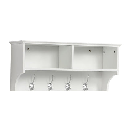 Hallway Coat Hook & Storage Unit White 4 Hooks Storage