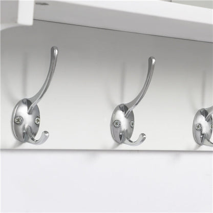 Hallway Coat Hook & Storage Unit White 4 Hooks Storage
