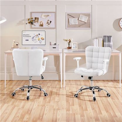 Mid-Back PU Leather Office Task Chair Computer Chair Vanity Chair