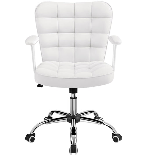 Mid-Back PU Leather Office Task Chair Computer Chair Vanity Chair