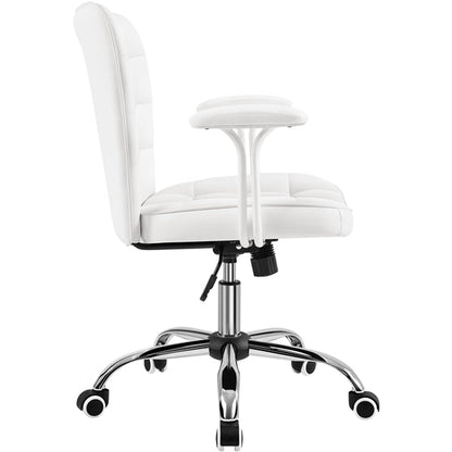 Mid-Back PU Leather Office Task Chair Computer Chair Vanity Chair