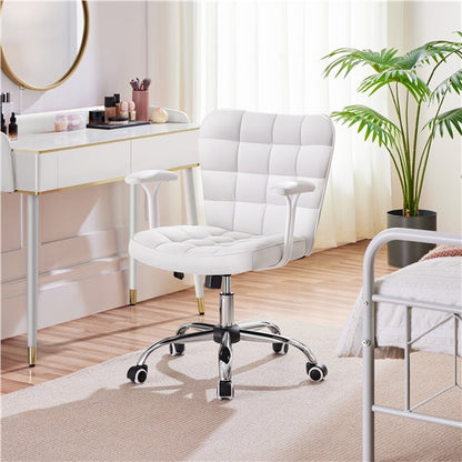 Mid-Back PU Leather Office Task Chair Computer Chair Vanity Chair