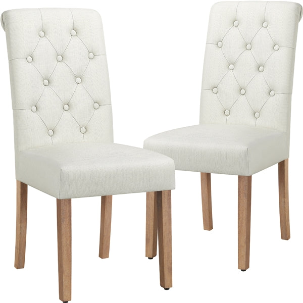 2x Classic Fabric Upholstered Dining Chairs Armless High Back Kitchen Chairs