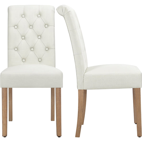 2x Classic Fabric Upholstered Dining Chairs Armless High Back Kitchen Chairs
