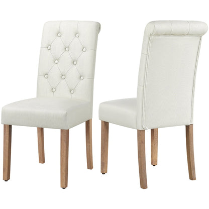 2x Classic Fabric Upholstered Dining Chairs Armless High Back Kitchen Chairs