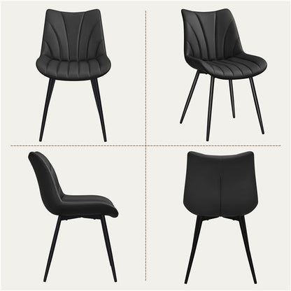 2x Modern Faux Leather Upholstered Dining Chairs with Metal Legs